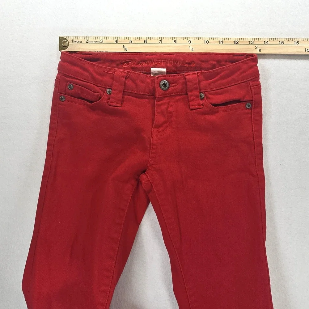 Blue Asphalt Red Skinny Jeans Womens Size 1 Low Rise Stretch Denim Pants